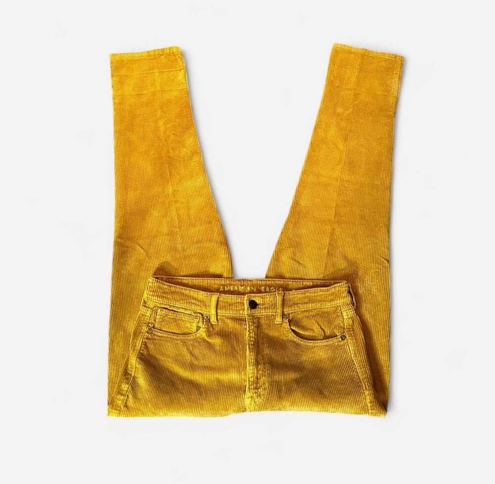 American Eagle Outfitters Golden Yellow Corduroy Skinny Jeans